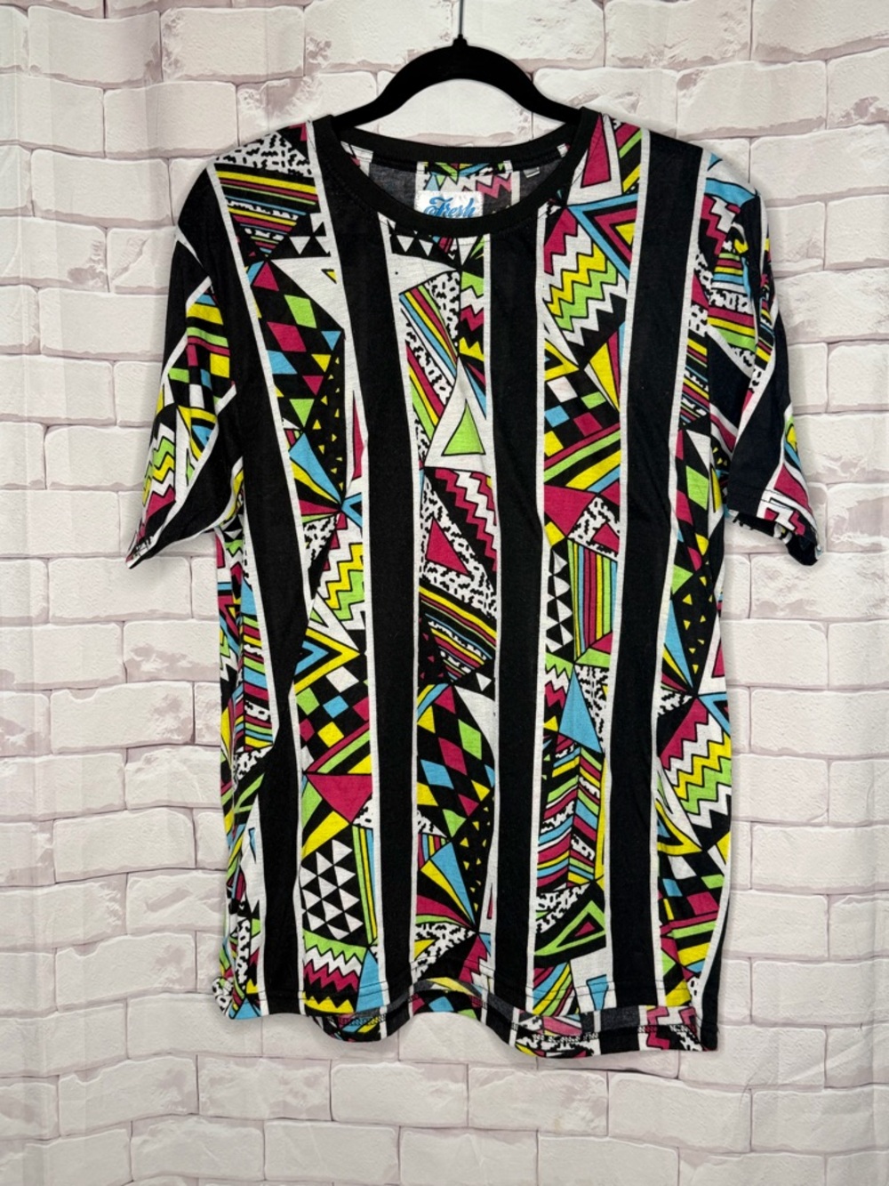 Fresh Prince of Bel Air Graphic Tee Retro 90s Neon Geometric Print XL